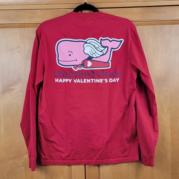 Vineyard Vines Tops - Vineyard Vines Red Long Sleeve Pocket Tee Happy Valentine's Day - S